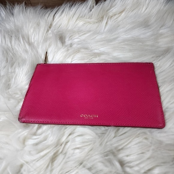 Coach Hot Pink Leather Zip Pouch - Picture 1 of 4